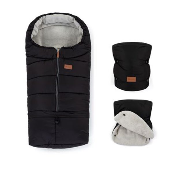 Petite and Mars Téli szett Jibot 3in1 bundazsák és kézmelegítõ kesztyû babakocsira Jasie Ink Black