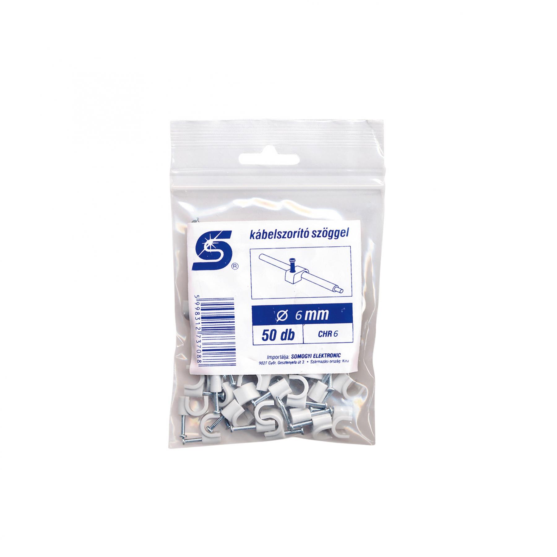 04130 Home CHR 6 kábelbilincs szöggel, 6mm, 50 db, kerek vezetékhez - Image 1