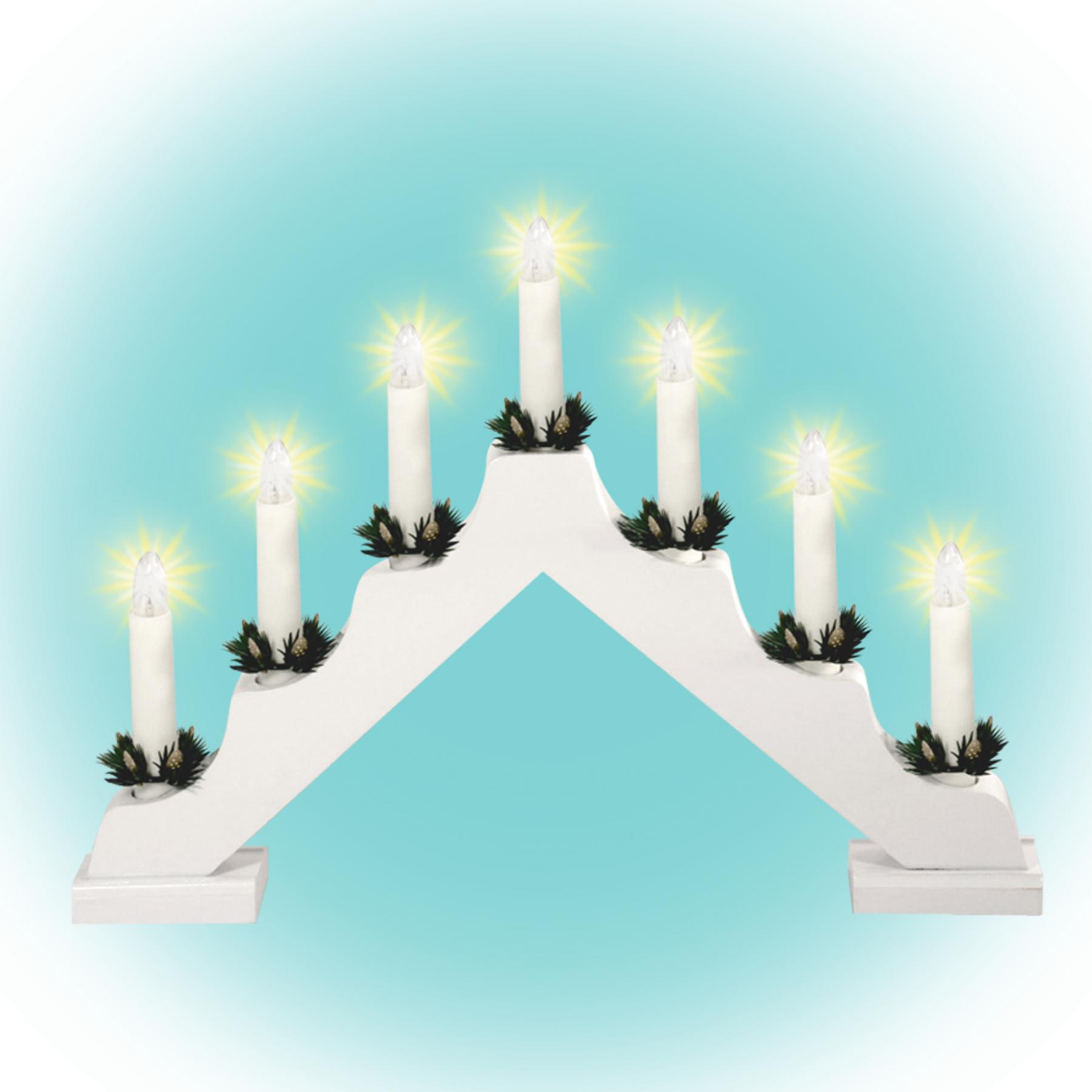 04934 Home KAD 03 gyertyapiramis, 7 db izzó, fehér festett fa, L7D - Image 1