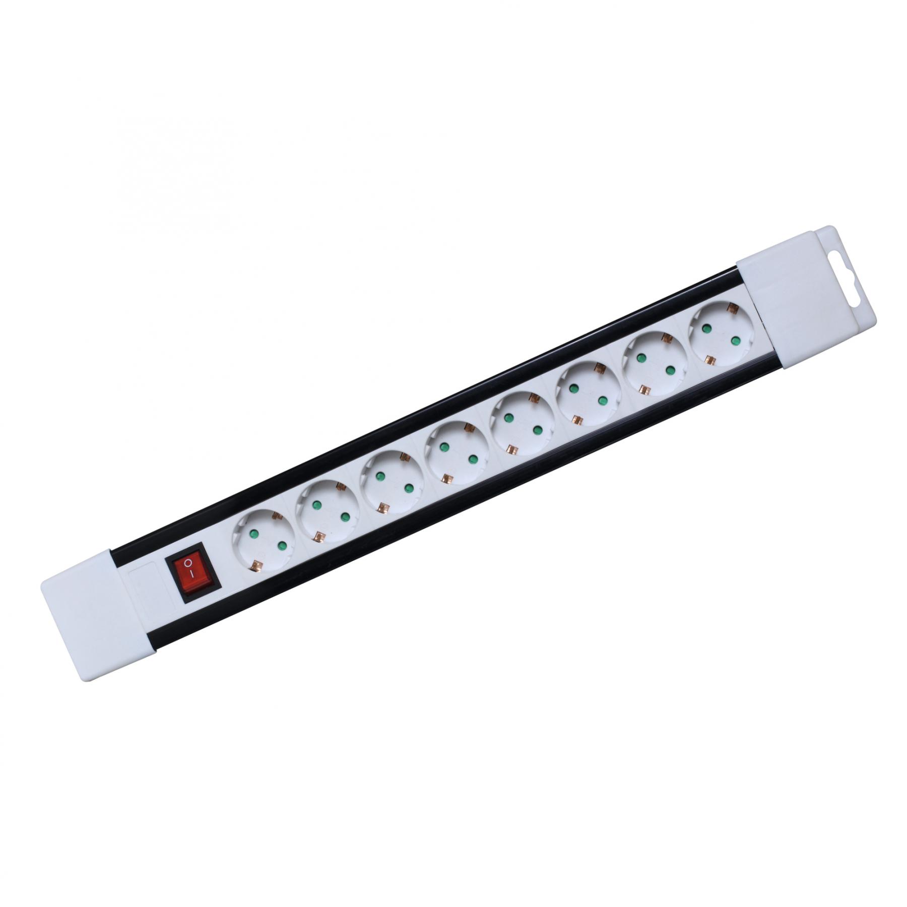 08744 Home PNV 08K/WH hálózati elosztó, 2 m, H05VV-F 3G1,0 mm2 kábel, kapcsolós, IP20 kivitel, 8 aljzat gyermekvédelemmel, max. 3500W, fehér, felakasztható - Image 1