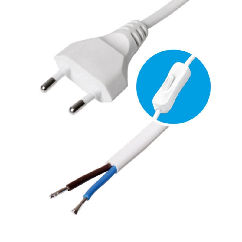 09812 Home N 2K-2/WH hálózati csatlakozókábel kapcsolóval, 2 m, H03VVH2-F 2x0,75 mm2 kábellel, egypólusú kapcsolóval, max.460W, fehér - Image 1