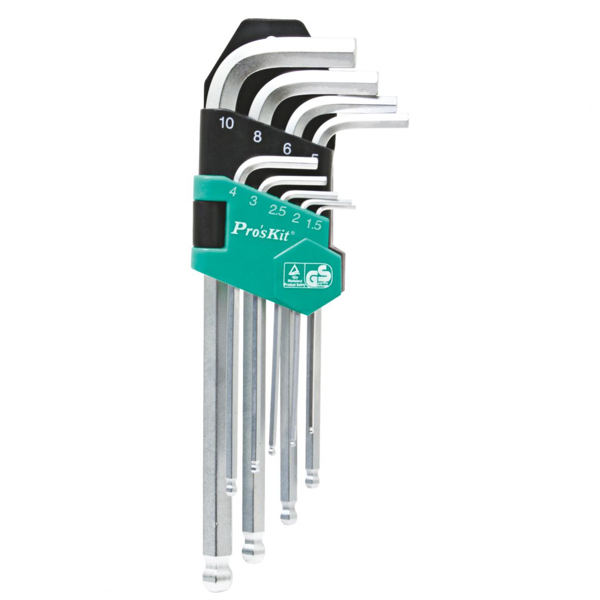 11878 Pro'skit HW-229B imbuszkulcskészlet, gömbfejű fél, króm-vandánium, 9 darabos - Image 1