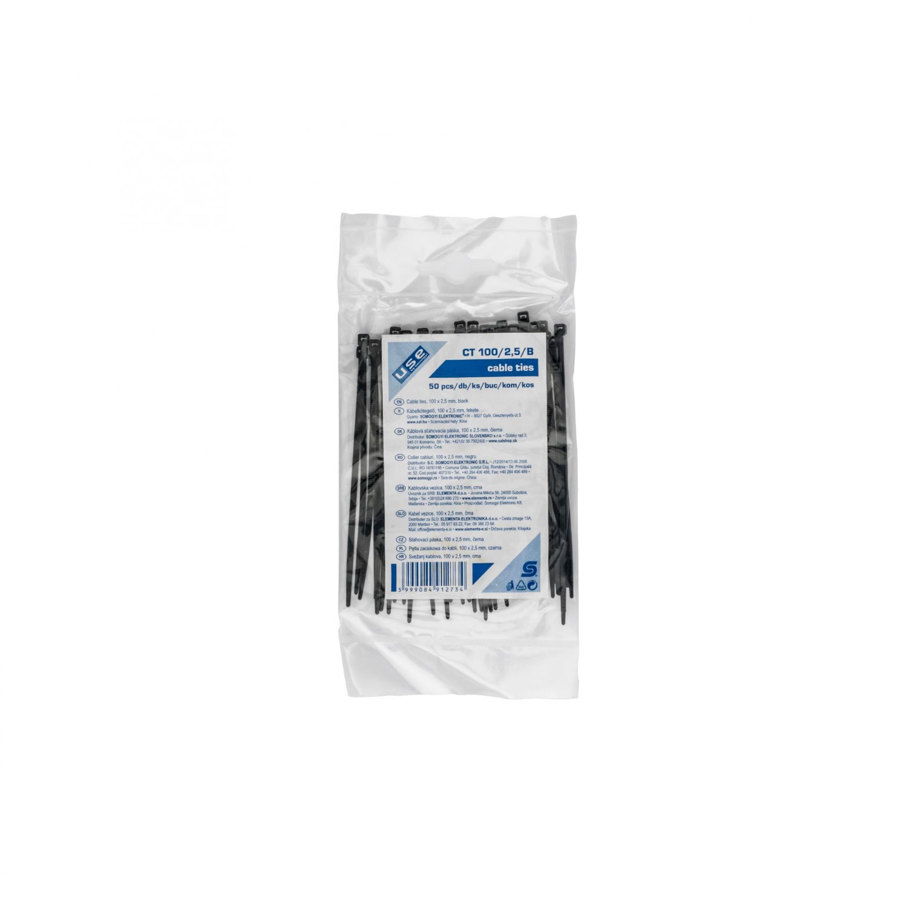 13092 Home CT 100/2,5/B kábelkötegelő, 2,5 mm széles, 100 mm hosszú, 50 db, fekete - Image 1