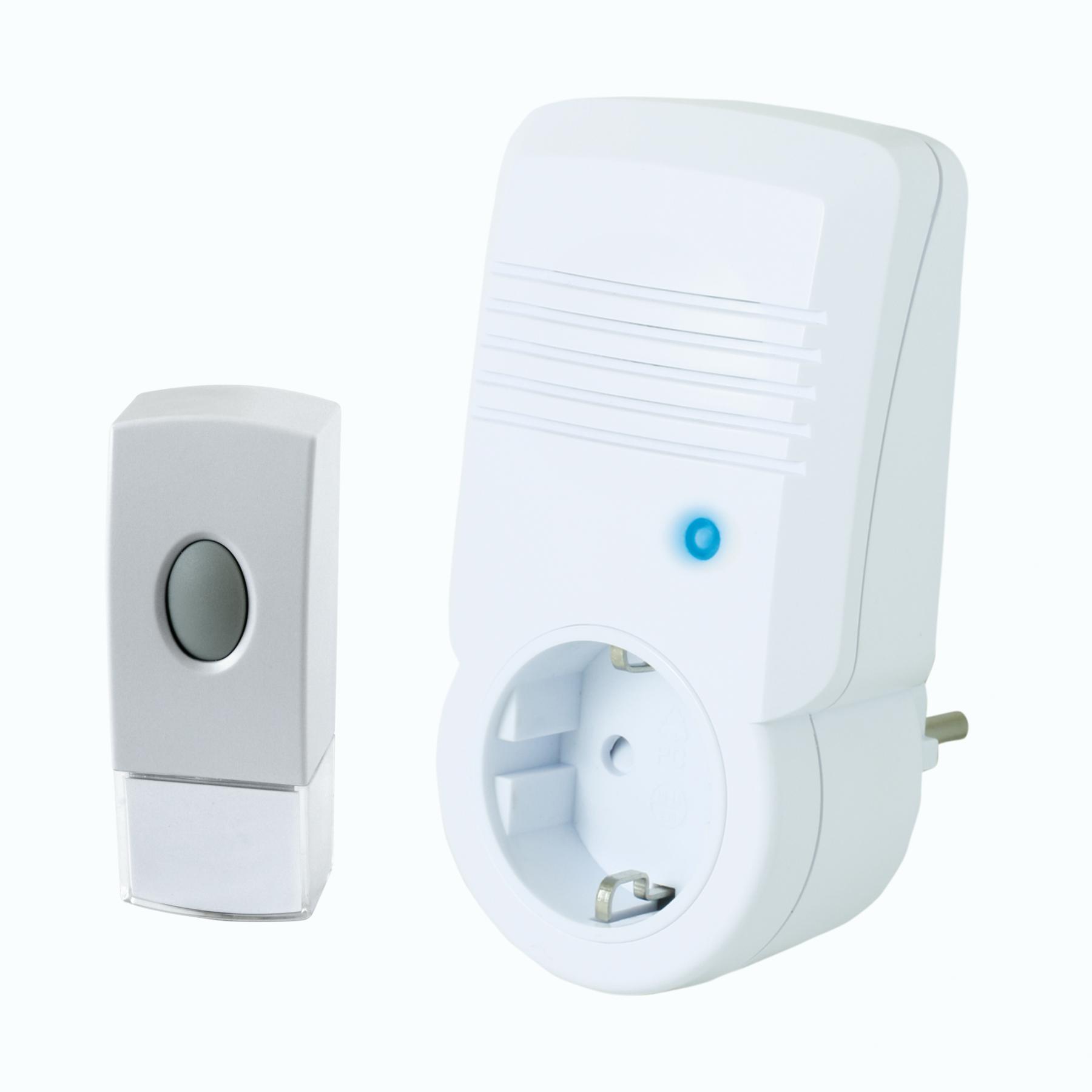 14169 Home DB 442 vezeték nélküli csengő, 100m hatótáv, 4 nyomógombbal bővíthető, memória, beépített 13A hálózati aljzat, 230V-os tápellátás - Image 1