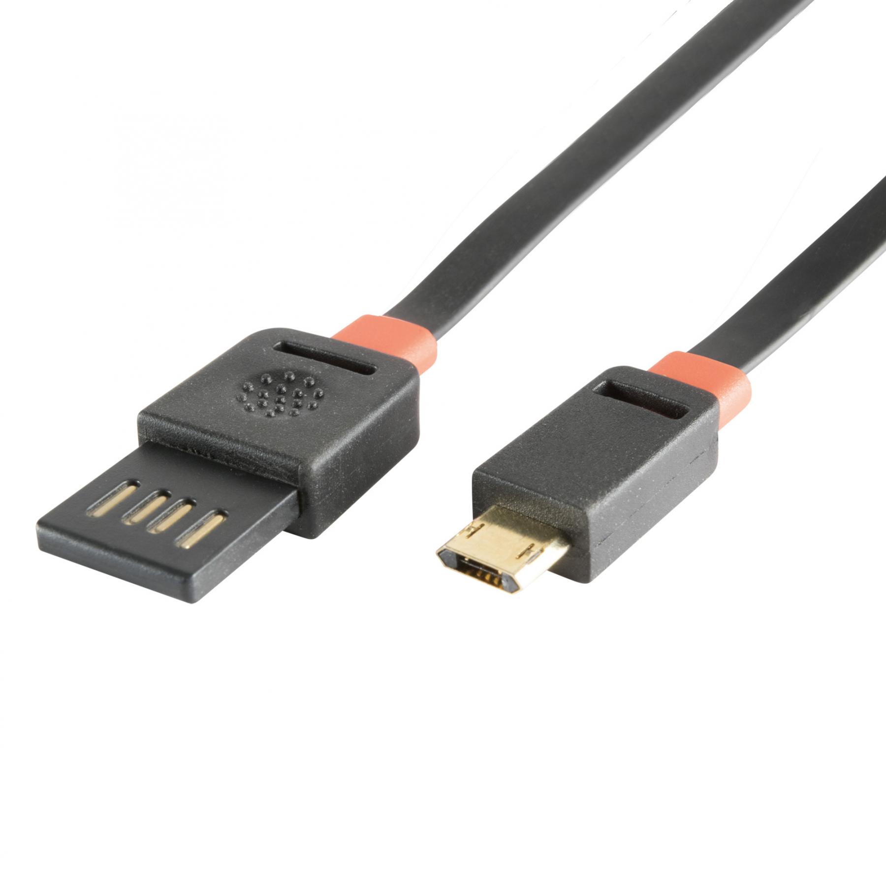 15768 Home USBF 3 töltőkábel, 2 oldalú, fordítható, USB-A dugó, microUSB-B dugó, 3m, 2,1A, adatkábel - Image 1