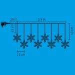 Home KAF 8/F LED-es hókristály fényfüggöny, 0,9 m / 8 db melegfehér LED akril hókristályban, átlátszó vezeték, hálózati adapter, kül- és beltéri kivitel - Image 2
