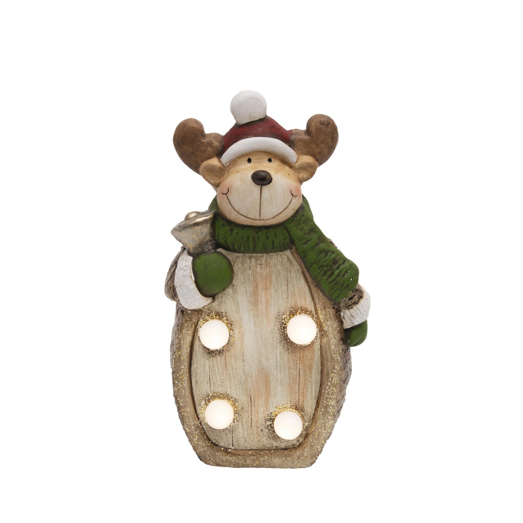 16043 Home KDC 17 LED-es kerámia rénszarvas asztali dísz, 4 db LED - Image 1