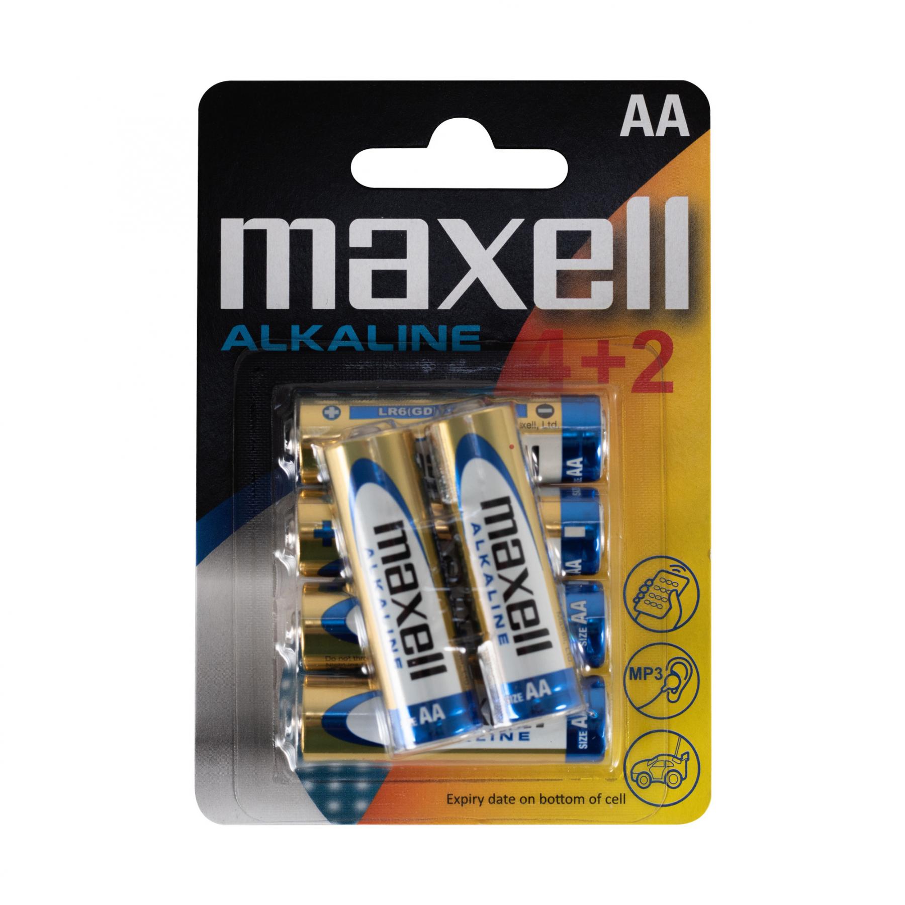 16360 Maxell LR6 4+2 AA elem, alkáli, ceruza, 1,5V, 6 db/csomag - Image 1