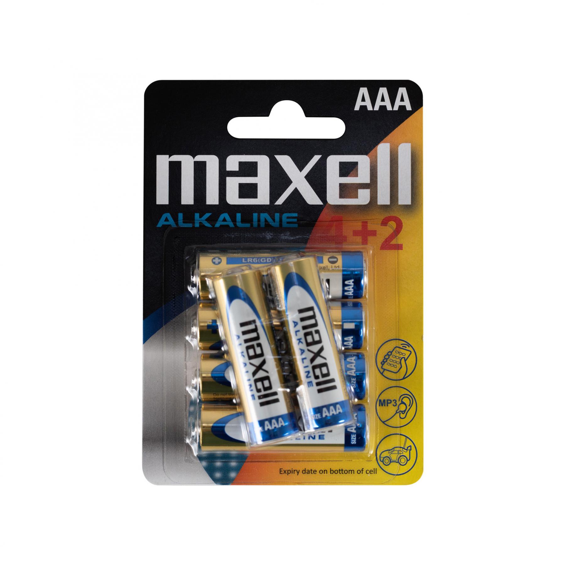 16370 Maxell LR03 4+2 AAA elem, alkáli, ceruza, 1,5V, 6 db/csomag - Image 1