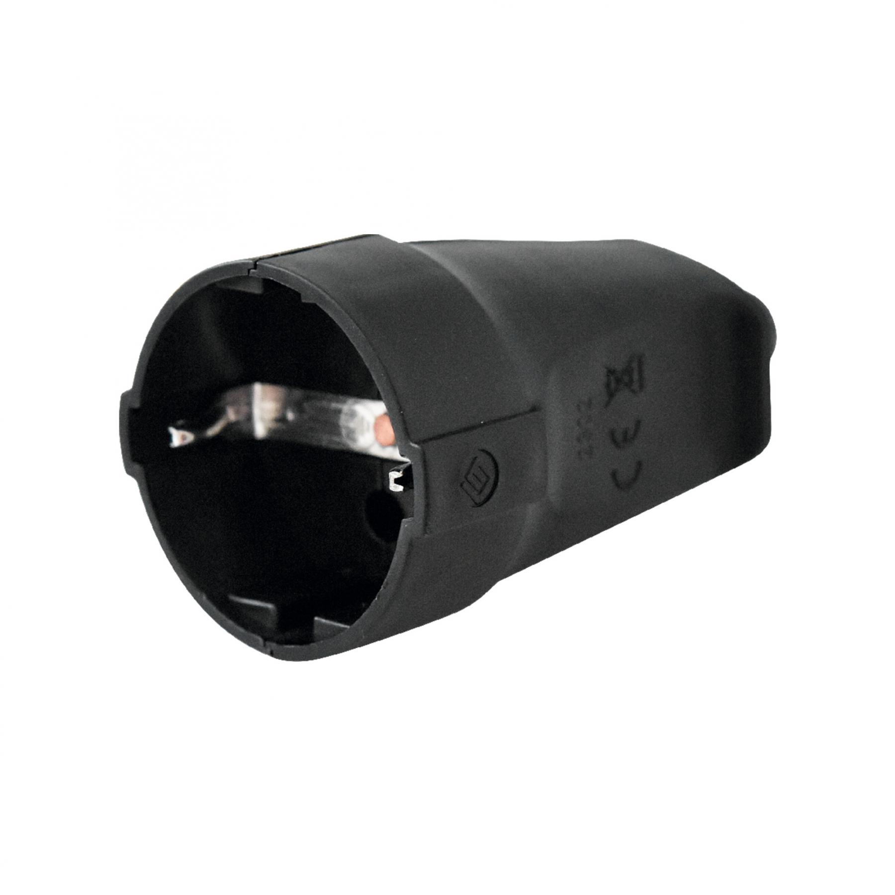 16619 Home NEA 1/BK földelt aljzat egyenes kábelvezetéssel, aljzat gyermekvédelemmel, rugalmas törésgátlóval, 3680 W, fekete - Image 1