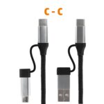 Home USB MULTI 4in1 töltőkábel, USB-C, microUSB, USB-A, QC, PD, szőtt nejlon, 480 Mbps, 60Wmax, 1,5m vezeték - Image 2