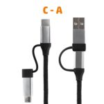 Home USB MULTI 4in1 töltőkábel, USB-C, microUSB, USB-A, QC, PD, szőtt nejlon, 480 Mbps, 60Wmax, 1,5m vezeték - Image 4