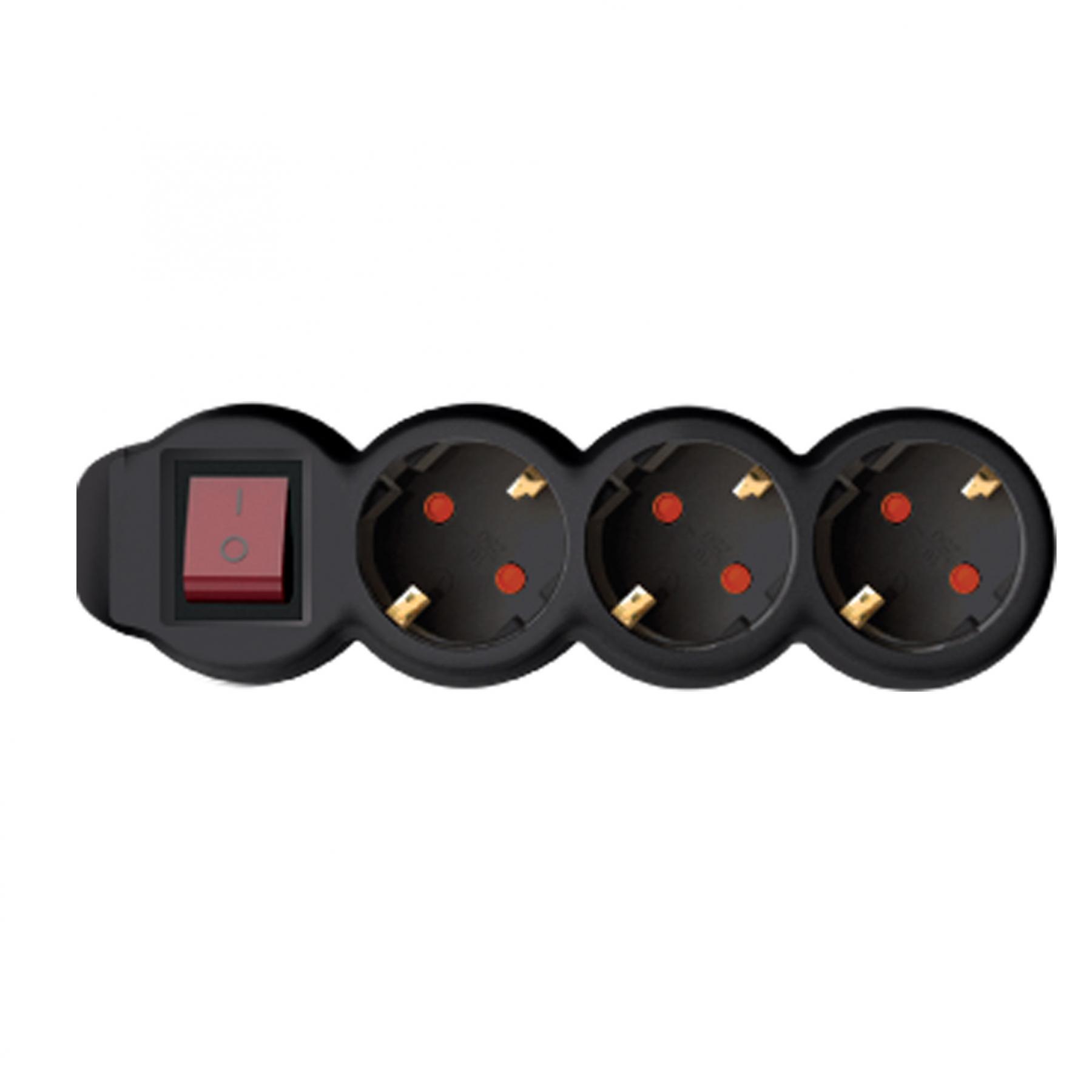 17134 Home NV 3K-3/BK/1,5 hálózati elosztó, 3 m, H05VV-F 3G1,5 mm2 kábel, kétpólusú kapcsoló, IP20 kivitel, 3 védőérintkezős aljzat, max. 3500W, fekete - Image 1