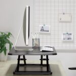 Home SST 01 ülő-álló asztali munkahely, minőségi MDF alapanyag, nagy szilárdságú acélváz, 5 magasságbeállítás, benyomható fogantyú, 67x47cm - Image 5