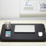 Home SST 01 ülő-álló asztali munkahely, minőségi MDF alapanyag, nagy szilárdságú acélváz, 5 magasságbeállítás, benyomható fogantyú, 67x47cm - Image 6