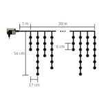 Home KKF 908/WW LED-es fényfüggöny, 30 m / 900 db melegfehér LED, 8 fényprogram, fehér vezeték, hálózati adapter, kül- és beltéri kivitel - Image 2