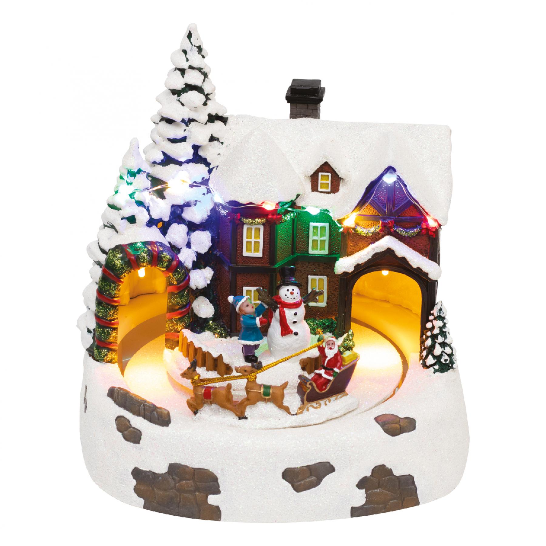 17368 Home DRM 15 dioráma, havas ház, színes LED, rénszarvasszán, beltéri - Image 1