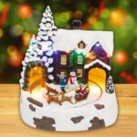 Home DRM 15 dioráma, havas ház, színes LED, rénszarvasszán, beltéri - Image 4