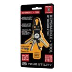 True Utility Keyshackle, TU921, 7 in 1, multifunkcionális szerszám, csavarhúzó, fekete titániumbevonatú karabiner , valódi bőr - Image 6
