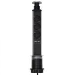 Home NVE 3/USB süllyesztett elosztó USB töltőaljzatokkal, 1,4 m, 3 földelt aljzat gyermekvédelemmel, asztalba, munkalapba építhető, süllyeszthető, max. 3680 W