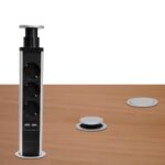 Home NVE 3/USB süllyesztett elosztó USB töltőaljzatokkal, 1,4 m, 3 földelt aljzat gyermekvédelemmel, asztalba, munkalapba építhető, süllyeszthető, max. 3680 W - Image 3