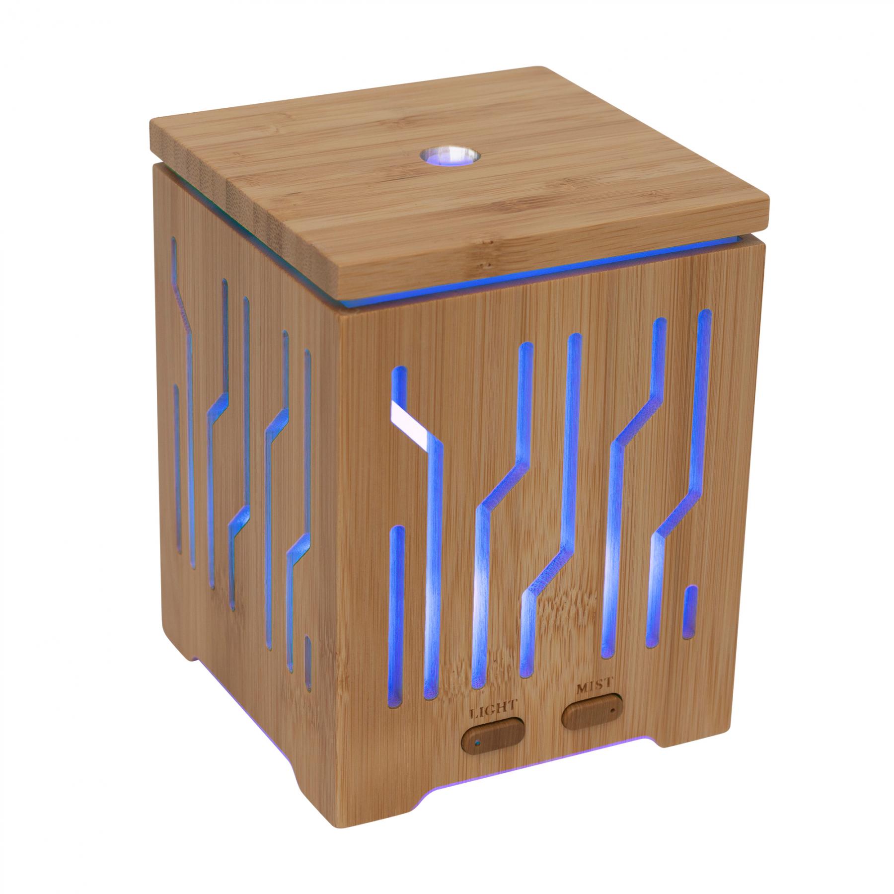 17565 Home AD 200 aromadiffúzor, ultrahangos hidegpárásító, bambusz alapzat és fedél, 200 ml kapacitás, folyamatos színváltás, tartozék hálózati adapter - Image 1