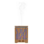 Home AD 200 aromadiffúzor, ultrahangos hidegpárásító, bambusz alapzat és fedél, 200 ml kapacitás, folyamatos színváltás,  tartozék hálózati adapter - Image 3