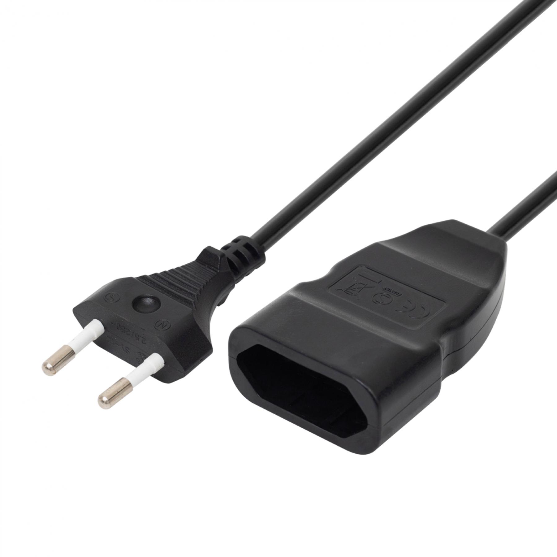 17571 Home NV 12-5/BK EURO kéteres hosszabbító, 5 m, H03VVH2-F 2x0,75 mm2 kábel, 250V~/2,5A/max.575W, fekete színű - Image 1