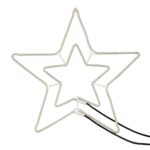 Home NEON 3 csillag figura, LED-es neon fény, villogó funkció, két oldalú, fém váz, IP44, kültéri, beltéri, jégkék, napsárga - Image 2