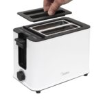 Midea MT-RP2L09W kenyérpirító, max. 950 W, 6-fokozatú időzítés, visszajelző fények, vezetéktároló, fehér-fekete - Image 2