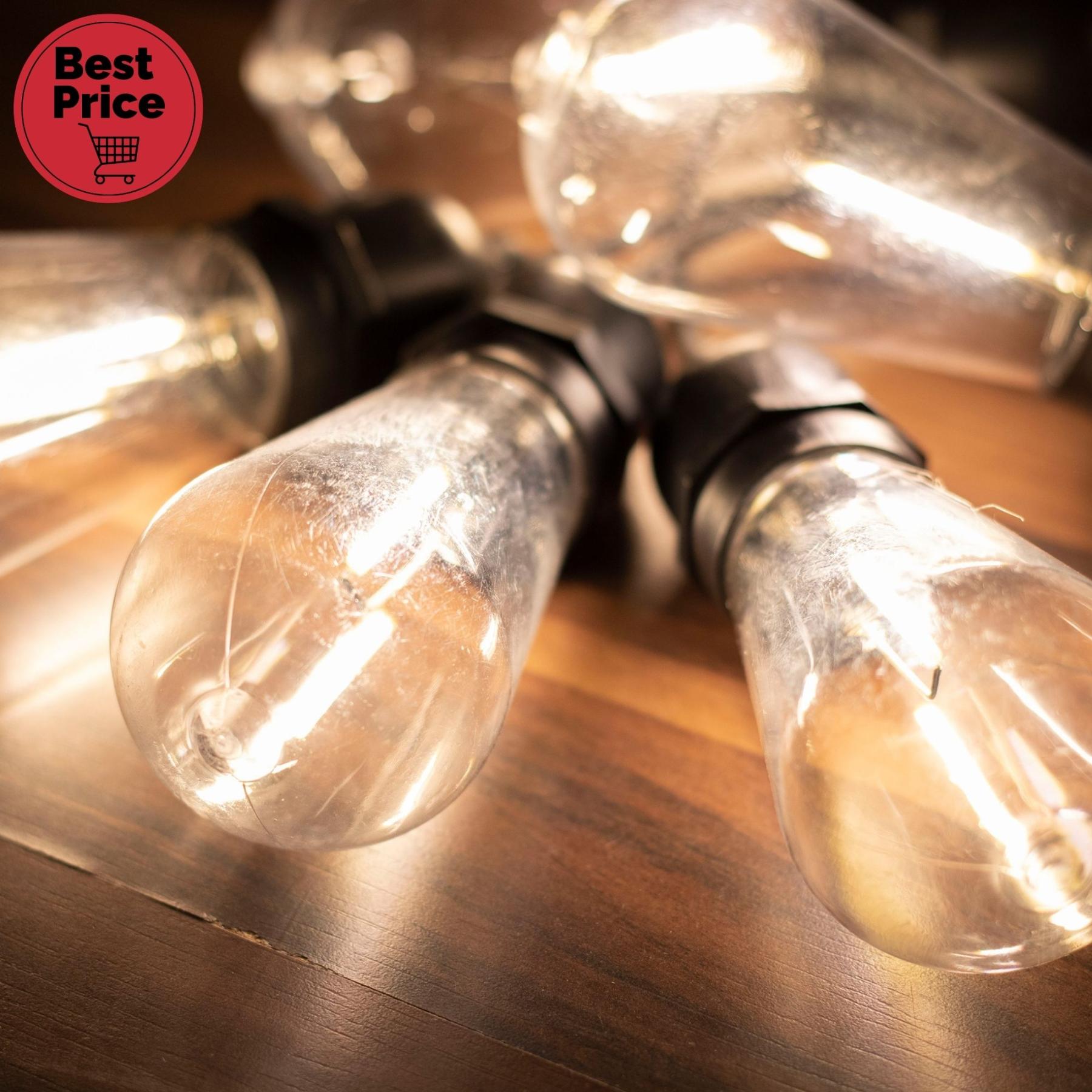 17892 Home LPL 10 PAPAYA filament LED-es fényfüzér, 4,5 m / 10 db melegfehér filament LED, víztiszta búra, sorolható, fekete gumivezeték, adapter, kül- és beltéri kivitel - Image 1