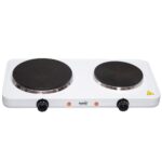 Home HG R 02WH hordozható elektromos főzőlap, dupla, teljesítmény 1000 W + 1500 W, ∅15 cm + ∅18 cm főzőfelület, zománcozott készülékház, fehér - Image 2