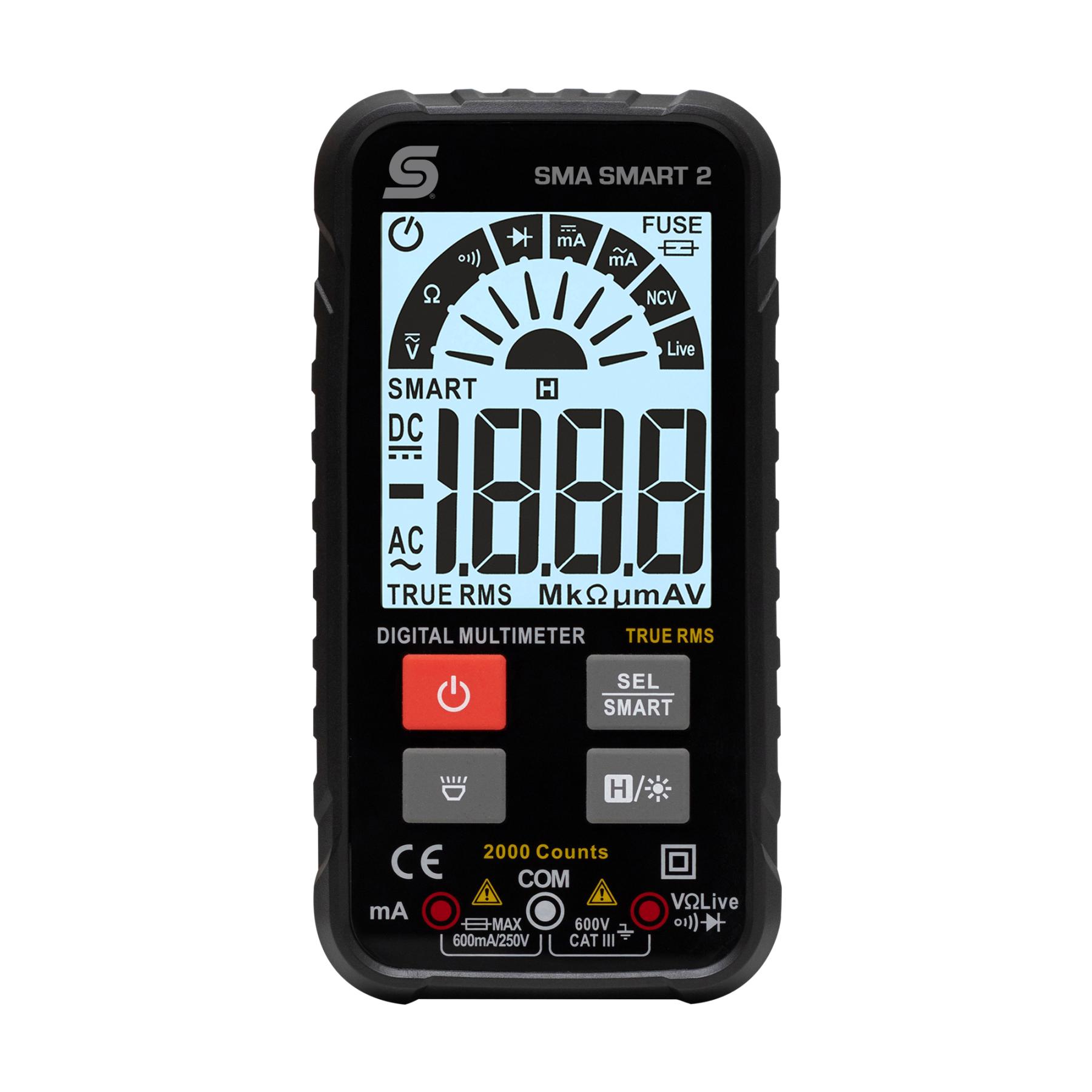 18056 Home SMA SMART 2 multiméter, intelligens SMART azonosítás és manuális funkciók, érintés nélküli feszültségvizsgáló, automatikus méréshatár váltás - Image 1