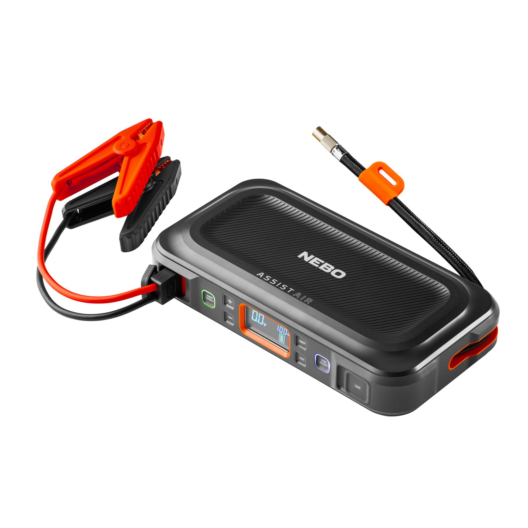 18237 NEBO NEB-PBK-0004-G Assist-Air Jump Starter, 1500 A, 55,5 Wh akkumulátor, 120 PSI, 1x USB-A (2,1 A), 1x USB-C (20 W), 200 lm, indítás rásegítő - Image 1
