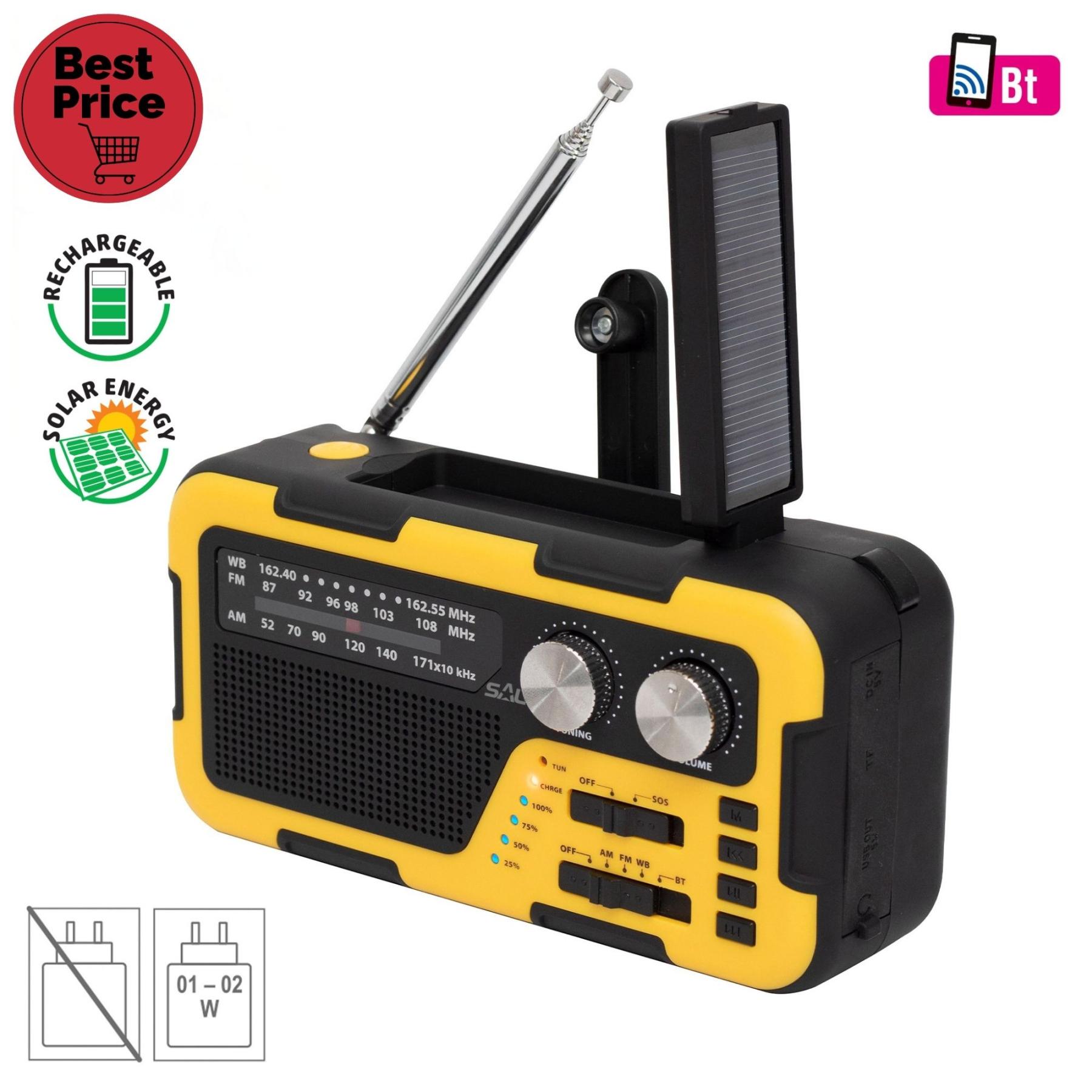 18259 SAL RPH 2 multifunkciós napelemes rádió, hibrid töltés, 3 sávos AM-FM-SW rádió, BT, ~40 óra üzemidő - Image 1