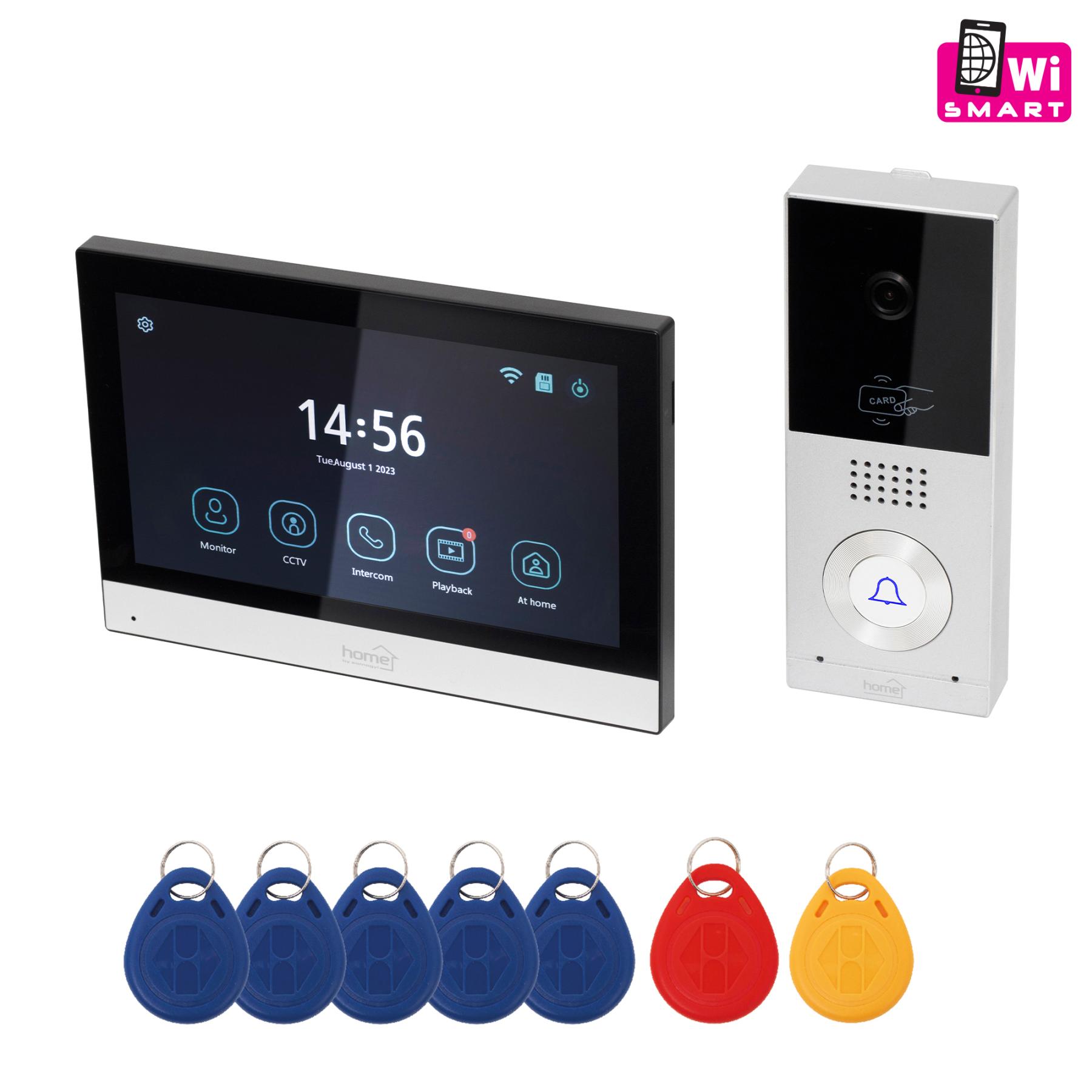 18308 Home DPV SMART video kaputelefon, 7" érintőképernyő, IP65, AHD kamera, mozgásérzékelő, RFID, bővíthető, InterCom, Smart Life, Tuya Smart - Image 1