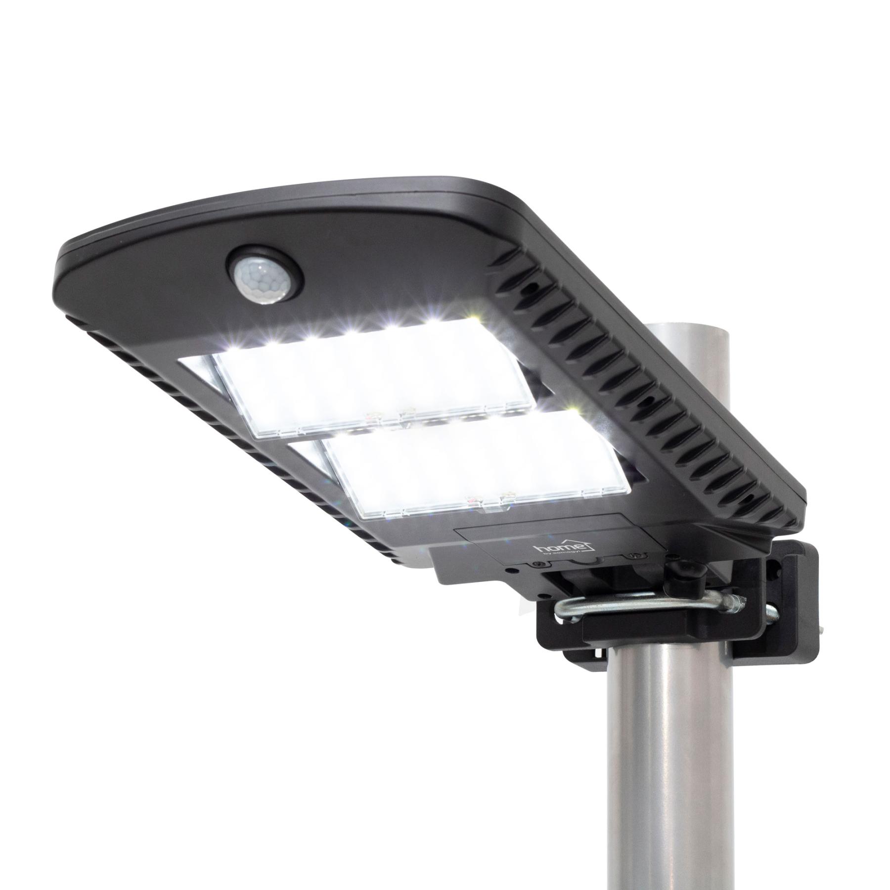 18347 Home FLP1002SOLAR napelemes LED reflektor, 1000 lm, PIR mozgásérzékelő, 120° 5m, 2 x 28 db hidegfehér SMD LED, energiatakarékos, fém + műanyag, IP44 - Image 1
