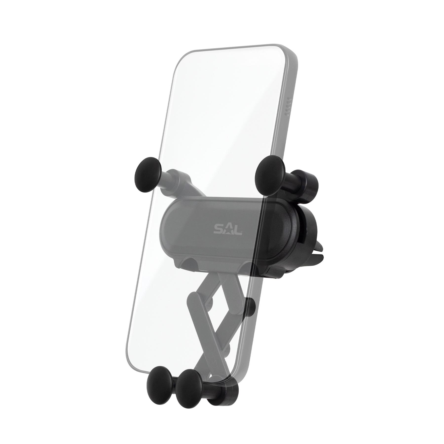 18374 SAL SA064 autós mobiltartó, szellőzőnyílásra helyezhető, forgatható, billenthető, egykezes, 65-80 mm telefon, 11 mm vastagság - Image 1