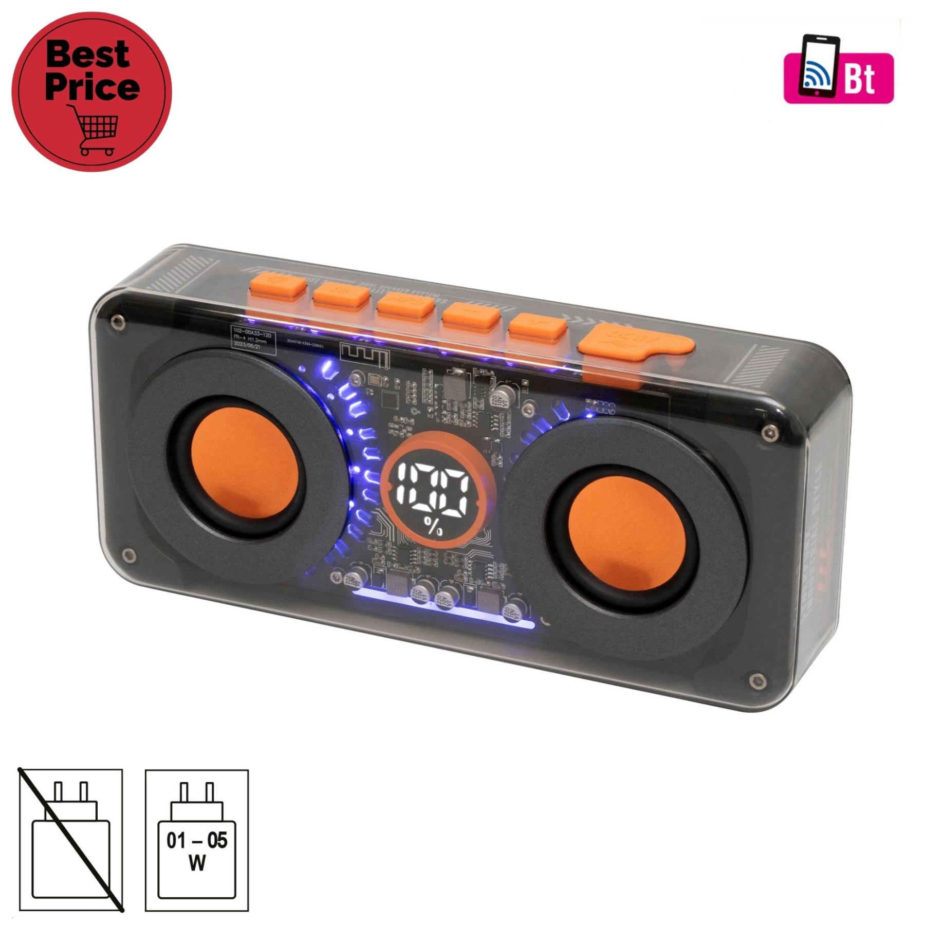 18441 SAL MECHAPOWER vezeték nélküli hangszóró és multimédia-lejátszó, 2 x 10 W, RGB LED, BT TWS, USB-C, ~8 óra üzemidő, superbass mélysugárzó - Image 1