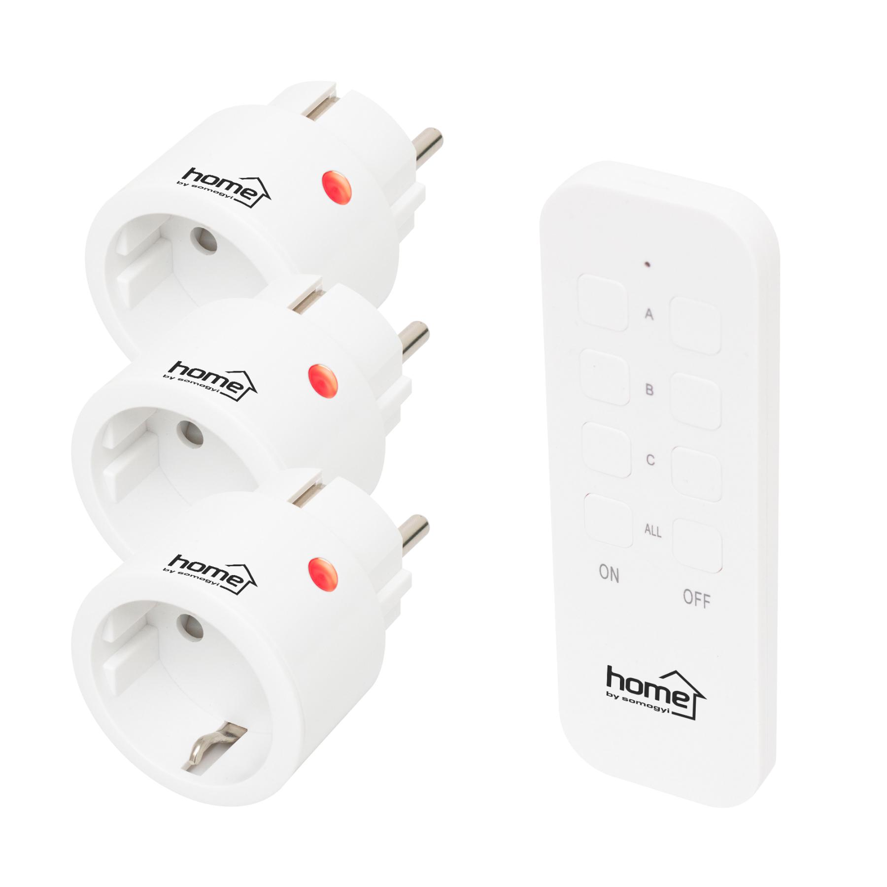 18454 Home TH2313 távirányítható mini hálózati aljzat szett, 2300 W, 3 aljzat + 1 távirányító, 40m hatótáv - Image 1