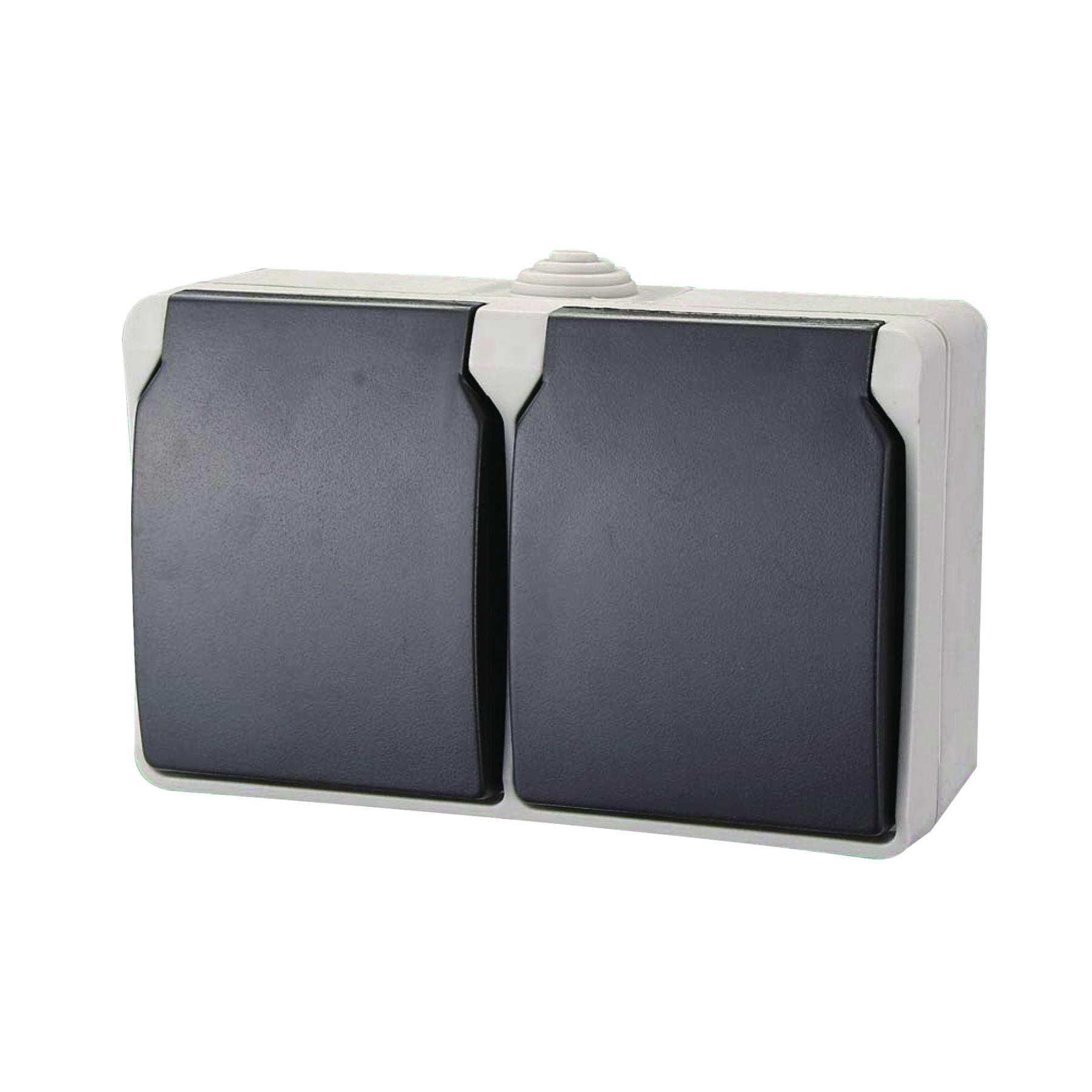 18467 AQUATOP 9872H falon kívüli dugalj, 2 db aljzat, 16 A, IP54, szürke - Image 1