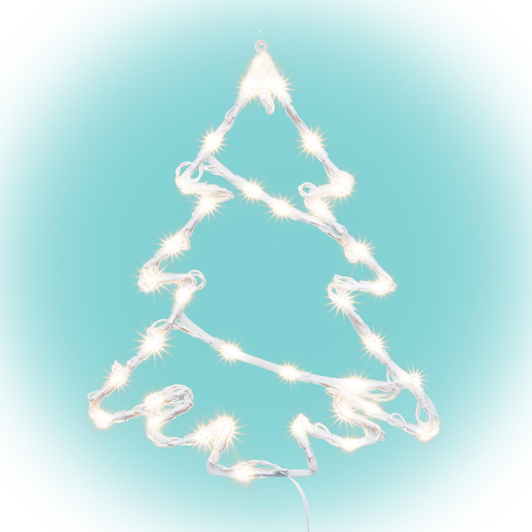 18595 Home KID502WW fenyőfa ablakdísz, kül- és beltéri kivitel, 35 db melegfehér LED, 2 tapadókorong, fehér tápkábel, 33 x 28 cm - Image 1