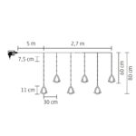 Home KAF110WW fényfüggöny, kül- és beltéri kivitel, 2,7 méter, 110 db melegfehér microLED, Mikulás és hóember figurák - Image 3