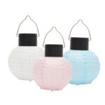 Home MX205 napelemes lampion, 3db-os szett, 1 db melegfehér LED, nylon, 30 g, gombakkumulátor, fehér vagy kék vagy rózsaszín - Image 2