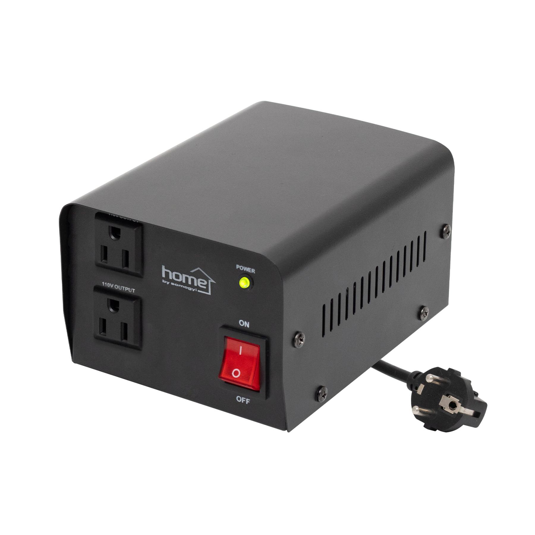 19067 HOME VTF200VA feszültségátalakító, max.200VA, 230V/110V transzformátor, dupla 110V kimeneti aljzat két készülékhez, hordozható - Image 1