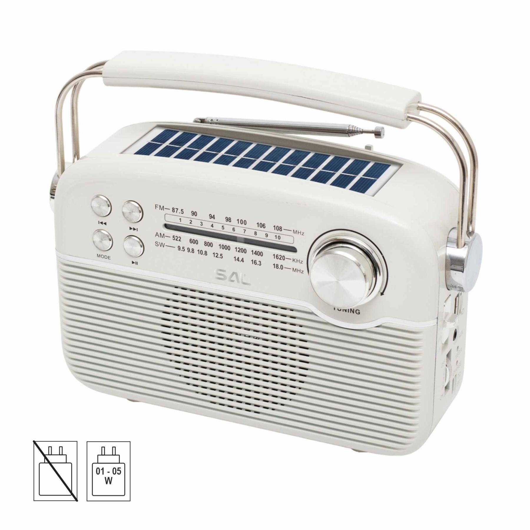 19069 SAL RPR9 napelemes rádió multimédia lejátszóval, FM-AM-SW rádió, Bluetooth, USB és microSD csatlakozás, beépített akkumulátor - Image 1