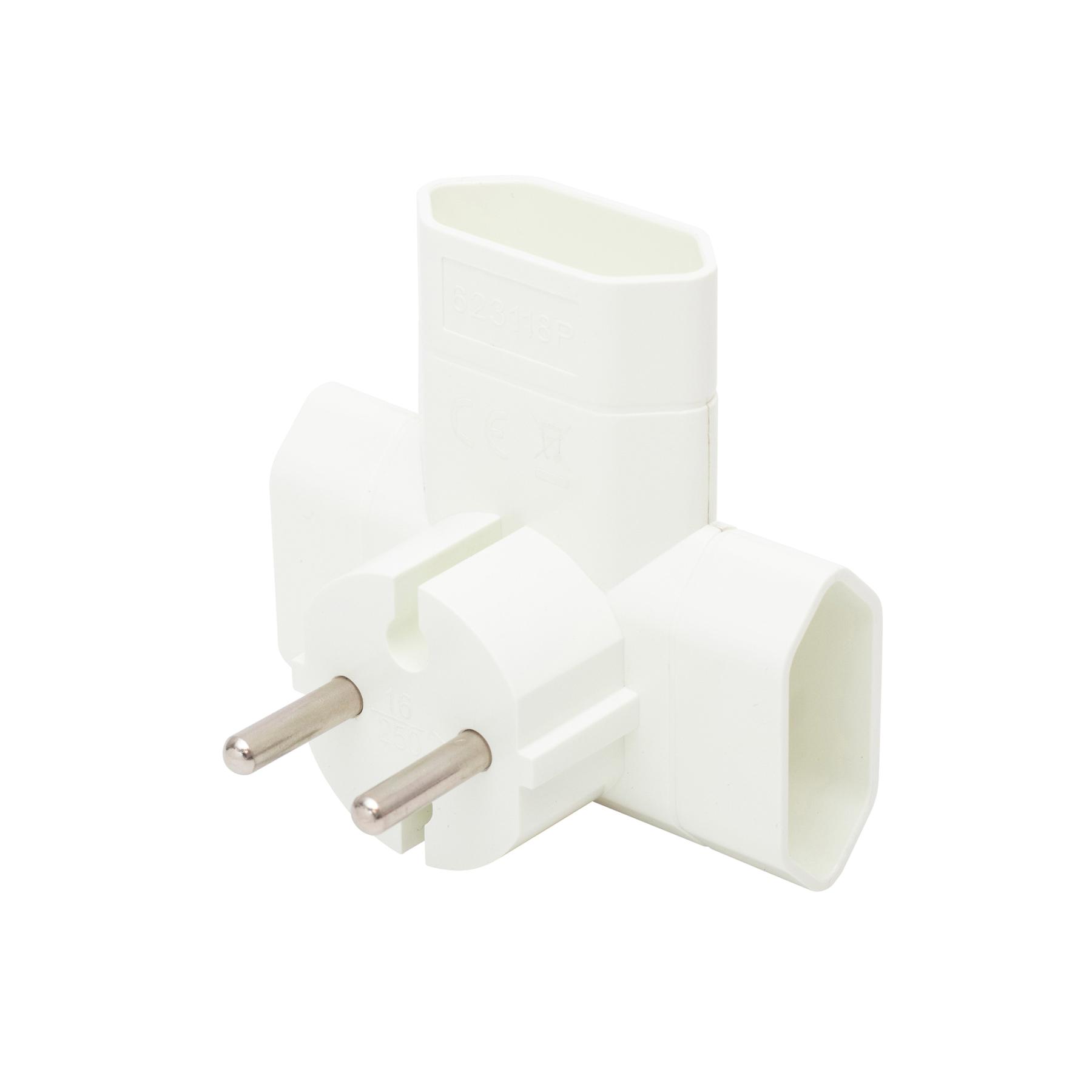 19167 HOME TPF3E T elosztó, 3-as EURO aljzat, 250V~, max. 1850 W, 3x2,5A, fehér - Image 1