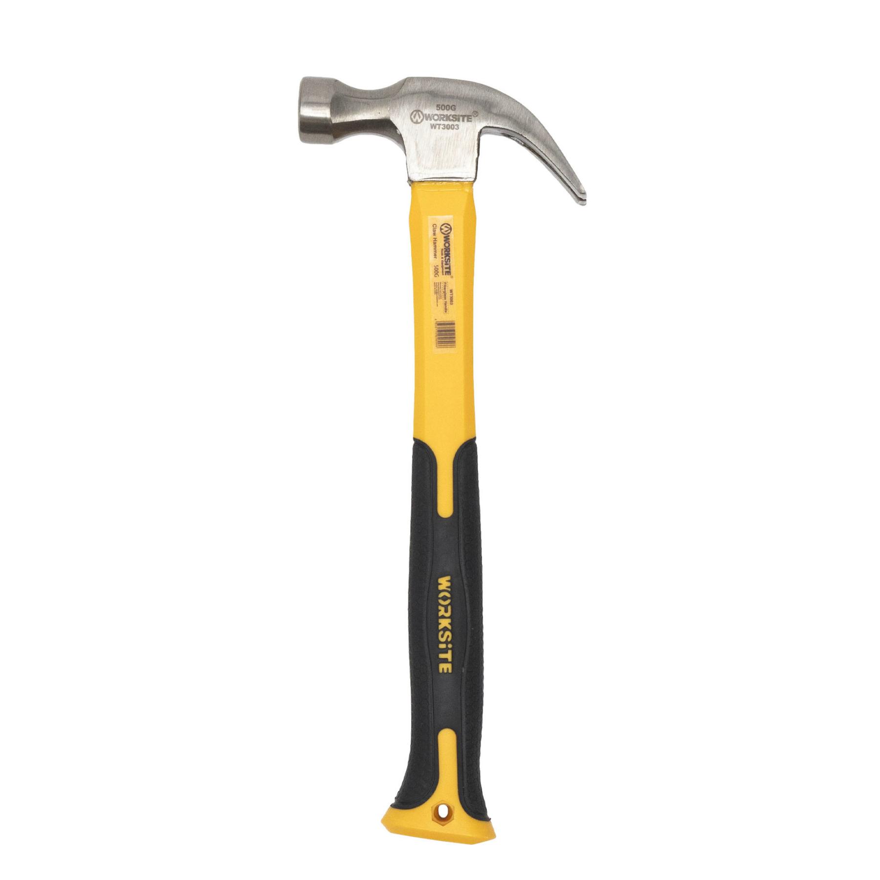 19224 WORKSITE WT3003 szöghúzó karmos kalapács, 500g, üvegszálas nyél, csúszásgátló markolat - Image 1