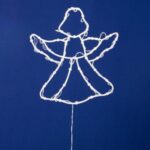 HOME KID501BWW LED-es angyal ablakdísz, 33x30 cm, 35 db melegfehér LED, időzítő, elemes tápellátás, beltéri kivitel