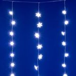 HOME KAF50WH LED-es hópehely fényfüggöny, 1,35 m, 50 db hidegfehér LED, hálózati tápellátás, beltéri kivitel